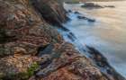 Spain, Mirador de Atalaya. Rock formations on ocean shore. Art Print